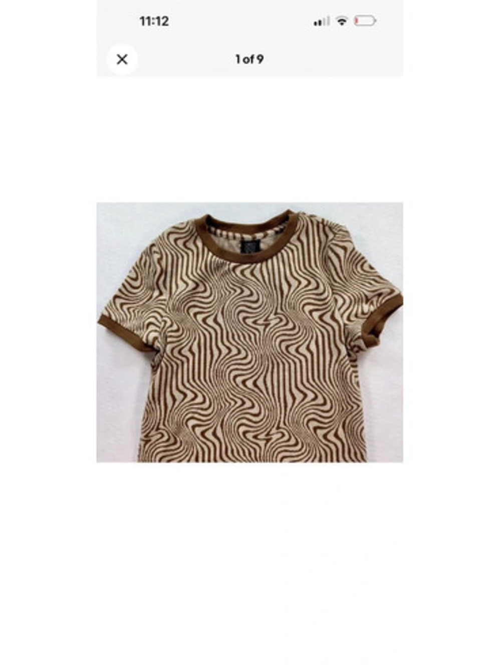 Groggy Brown & Cream Swirl Print Short Sleeve Dress – Girls XS 13Y E0085
